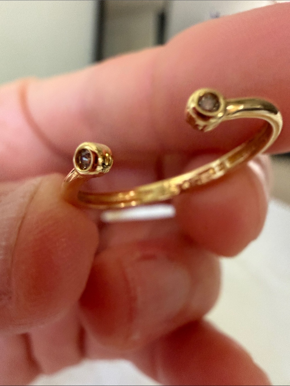 Gold Filled Open-Ended Women’s Ring with Clear Stones